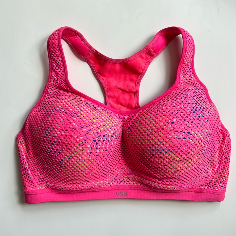 Victoria’s Secret VSX Full Support Sports Bra - Hot Pink Palm Print Mesh 38D